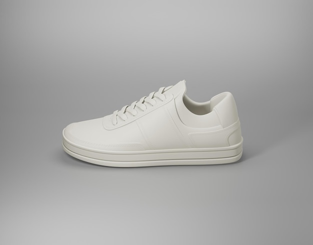 3d rendering of white sneakers on white background