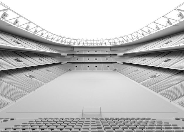 Foto rendering 3d di un modello bianco di calcio o di uno stadio di calcio