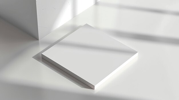 3d rendering of a white square podium with soft shadows on a white background minimal abstract background for product presentation