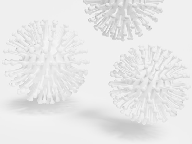 3D-rendering White virus zwevend