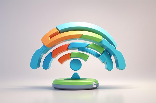 Photo 3d rendering of wifi icon isolated on white concept of internet connection 3d render illustration cartoon style