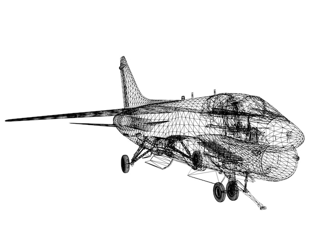 Photo 3d rendering wireframe of f16fighting falcon