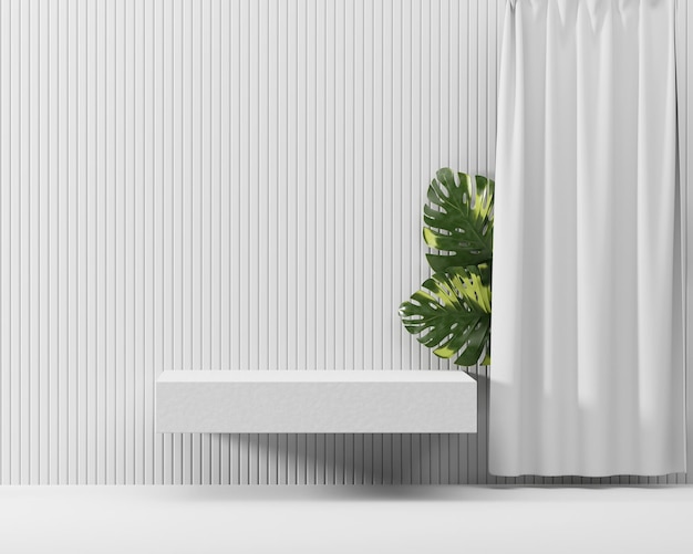 3D rendering wit platform podium met plant product presentatie achtergrond