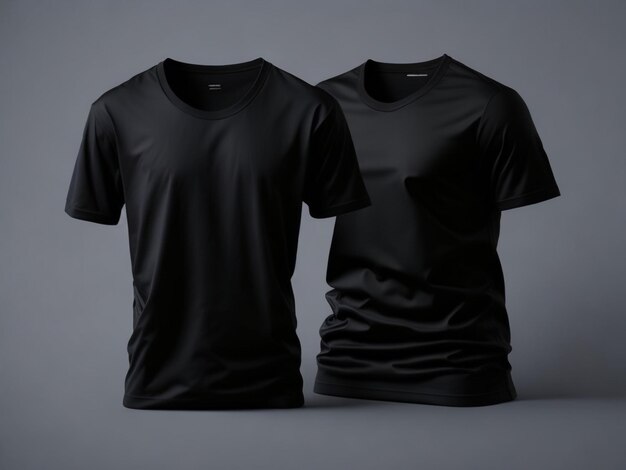 3D rendering with black Tshirt template front mockup isolated on white background Fashion mockup