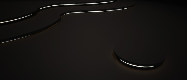 3d rendering with circle, Black abstract background.