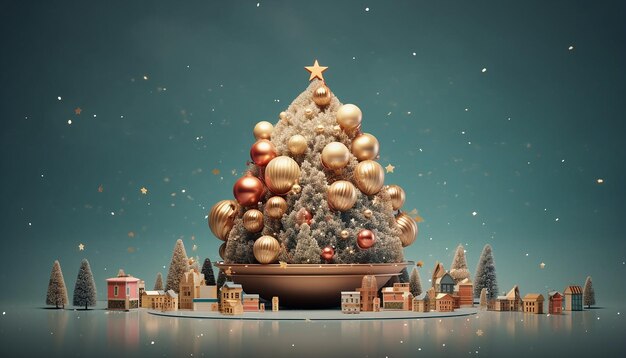 写真 メリークリスマスと新年のコンセプトの3dレンダリング