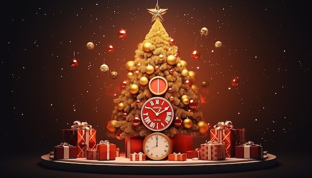 3d rendering with merry christmas and new year concept