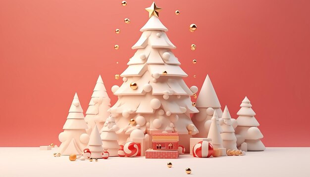 3d rendering with merry christmas and new year concept