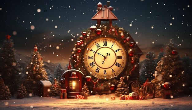 Foto rendering 3d con il concetto di buon natale e capodanno