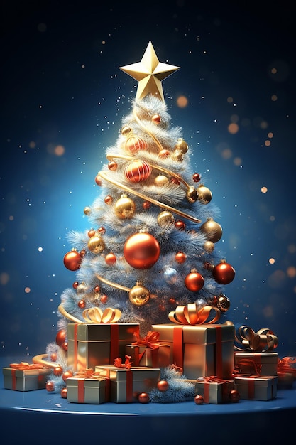 3d rendering with merry christmas and new year concept