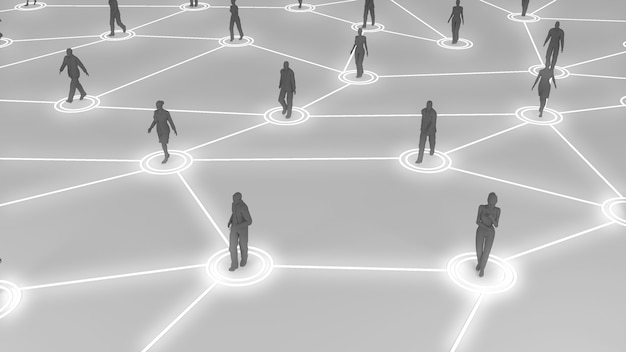 3d rendering with social communication and network concept with 3d models of people