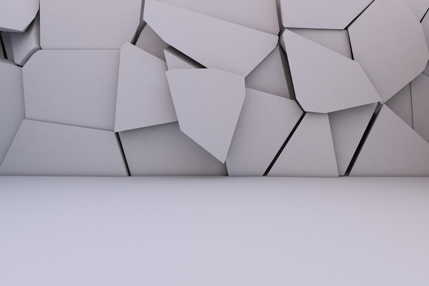 3D-rendering witte achtergrond die een gat in de muur simuleert Gebroken stenen banner