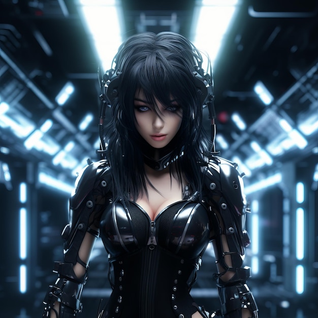 3d rendering of a woman in a futuristic setting