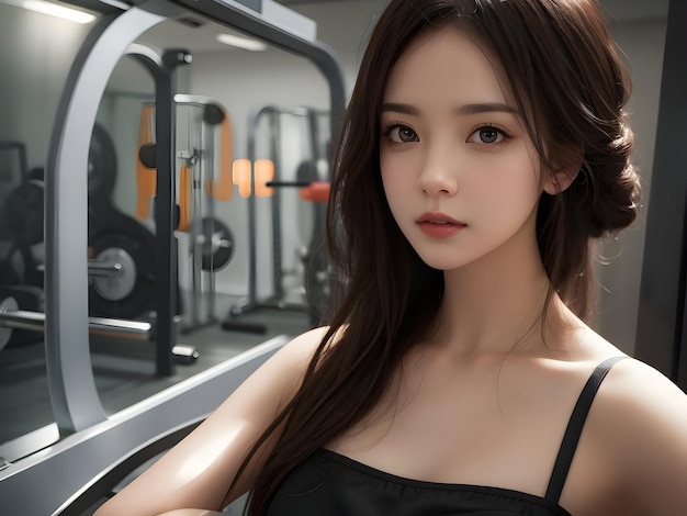 3d Rendering Woman At Gym AI Generative