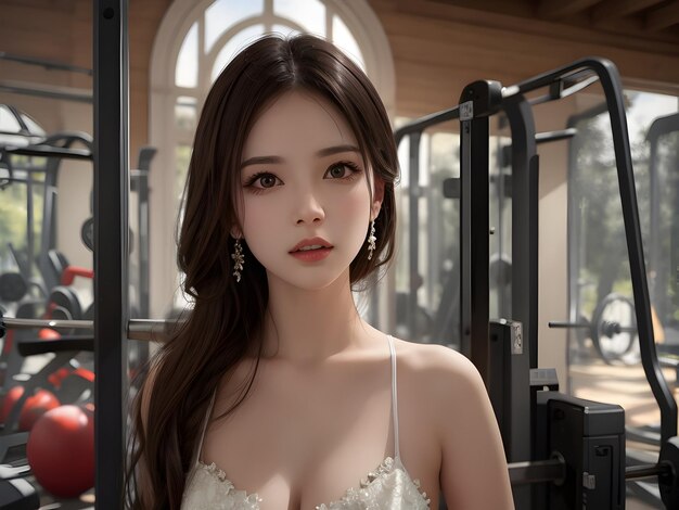 3D 렌더링 여성 체육관 AI 생성