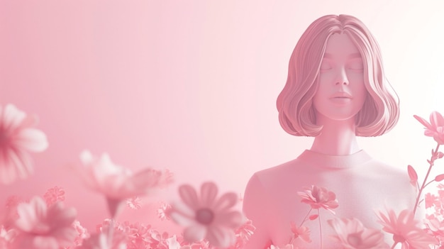 3d rendering of a woman in pink scenery