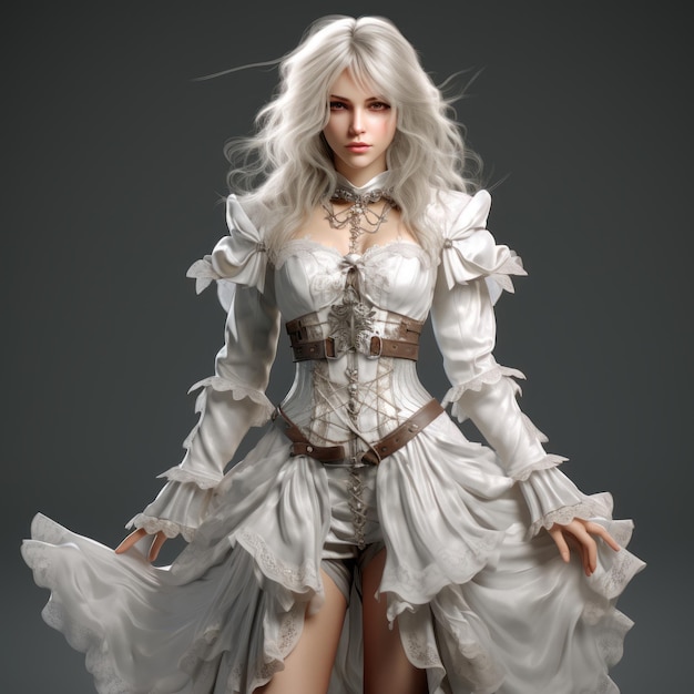 3D-рендеринг женщины в белом платье