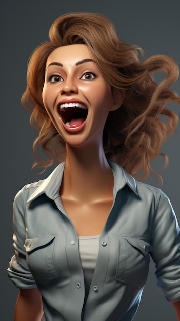 3d rendering of a woman with her mouth wide open
