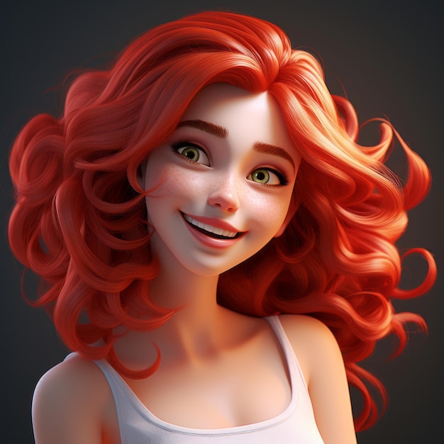 3d rendering of a woman with long red hair