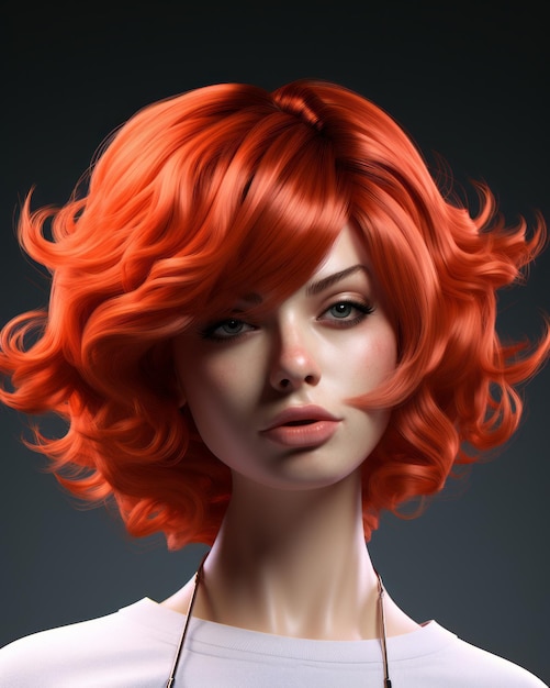 a 3d rendering of a woman with red hair