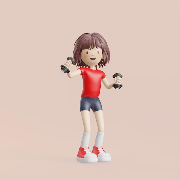 3d rendering woman workout with barbell