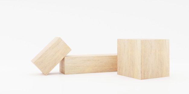 3D rendering of wooden toy blocks.