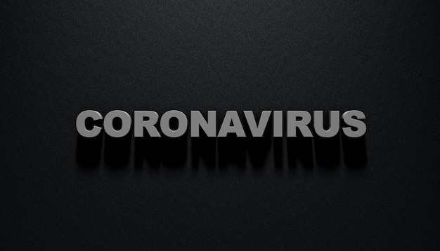 3d rendering word coronavirus on a black background