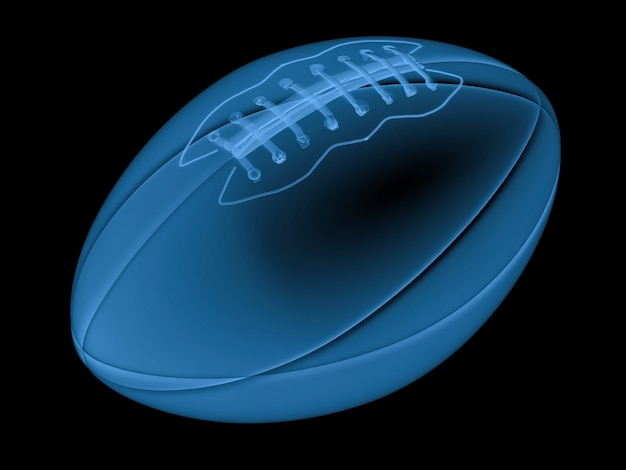 Foto pallone da football americano a raggi x di rendering 3d isolato su nero