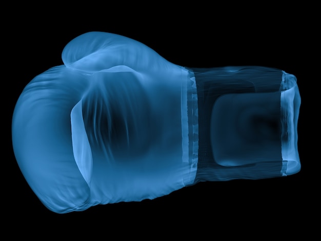 Foto 3d rendering x ray guantoni da boxe isolato su nero