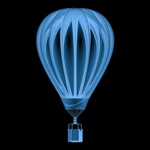 3d rendering x ray hot air balloon isolated on black