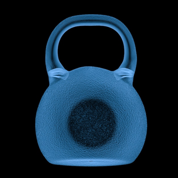 3d rendering x ray kettlebell isolato su nero