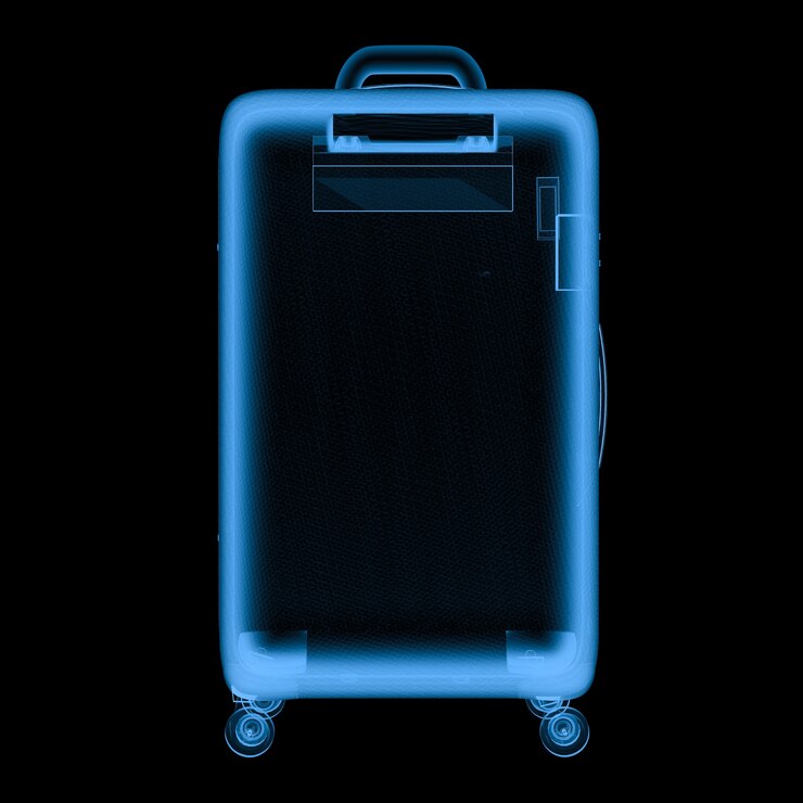3d rendering x ray luggage isolated on black