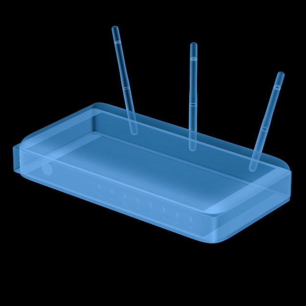 黒で分離された3DレンダリングX線ルーター
