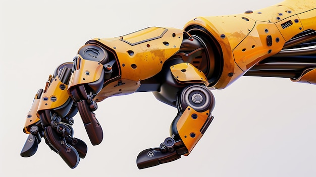 3D rendering of a yellow and black robotic arm