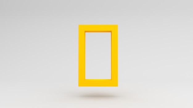 3d rendering of yellow frame on white background