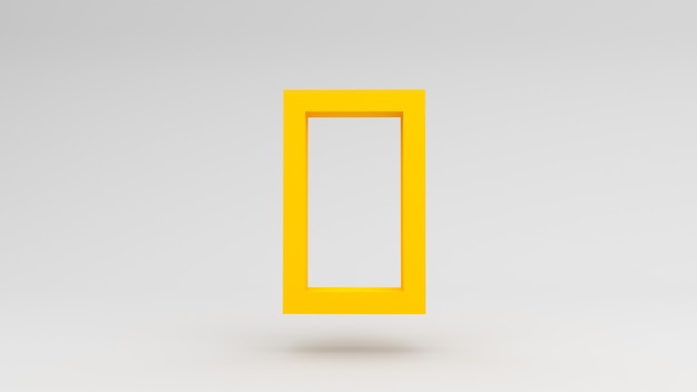 3d rendering of yellow frame on white background