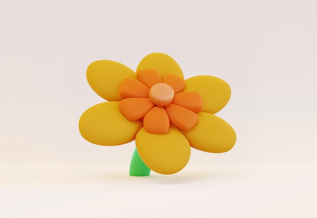 3D rendering of yellow and orange flower