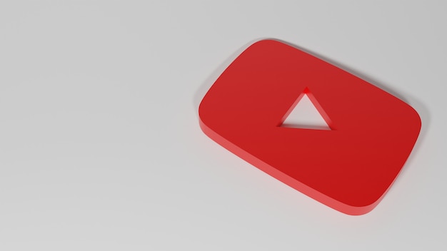 Foto rendering 3d dell'icona di youtube