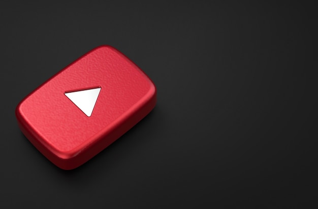 Photo 3d rendering of the youtube logo