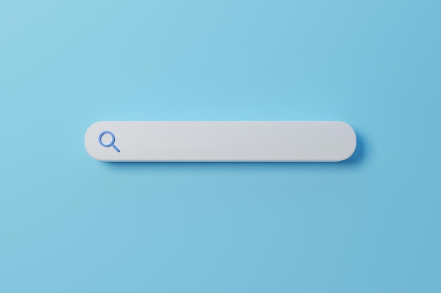 3D-rendering zoekbalk op blauwe achtergrond Mock up zoekmachine website