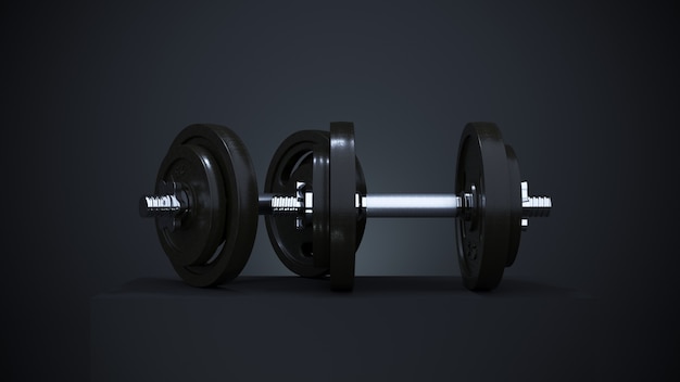 3D-rendering, zware zwarte professionele halter voor fitness en bodybuilding