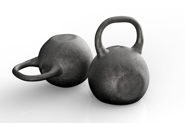 3D-rendering zwarte kettlebell voor krachttraining