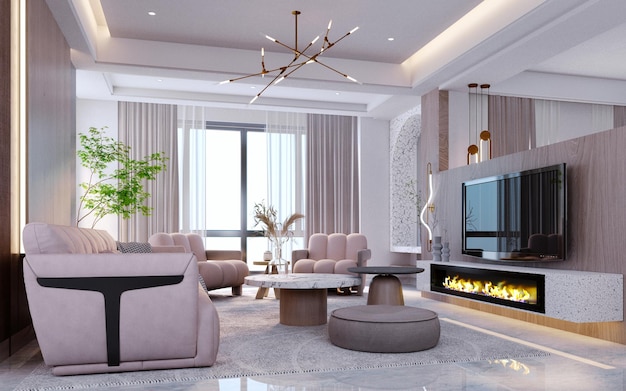 3d rendering3d illustration interior scene and mockupmodern\
minimalist style living room with white walls and wood