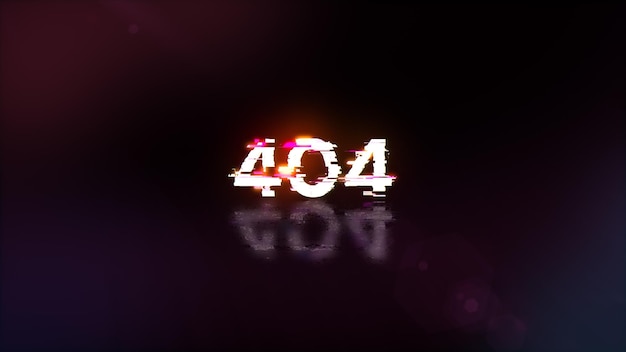 3D-renderingfout 404 tekst met schermeffecten van technologische storingen