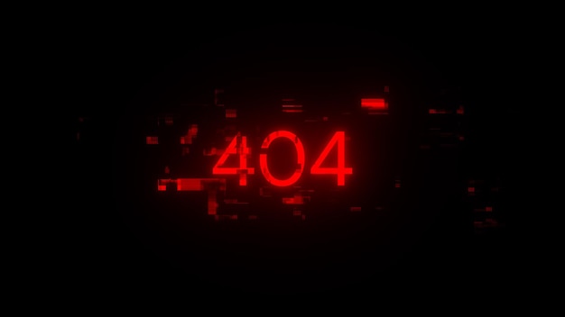 3D-renderingfout 404 tekst met schermeffecten van technologische storingen