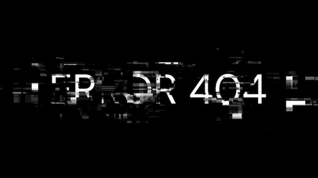 Foto 3d-renderingfout 404 tekst met schermeffecten van technologische storingen