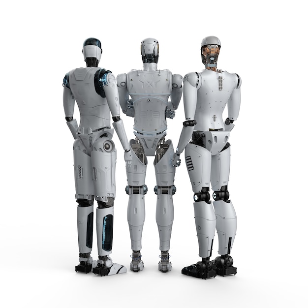 3D-renderinggroep kunstmatige intelligentierobot voor teamwork