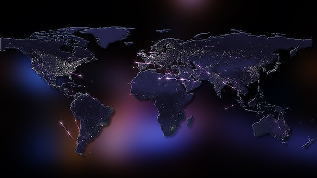 3D-renderingssamenvatting van wereldnetwerk internet en wereldwijd verbindingsconcept