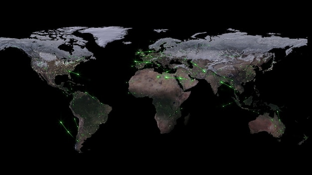 3D-renderingssamenvatting van wereldnetwerk internet en wereldwijd verbindingsconcept