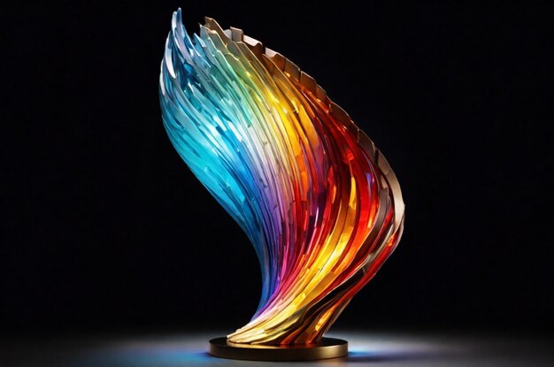 3d renders of an abstract sculpture emitting spectrum of light